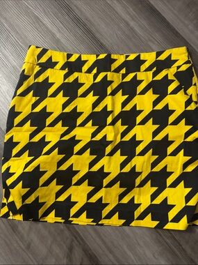 Loudmouth Ladies Classic Skort Skirt yellow black Herringbone Golf Skirt 6